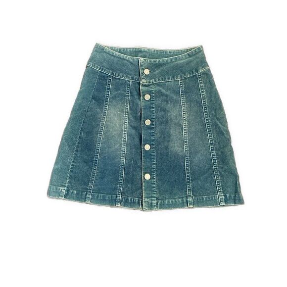 Rails Anthropologie Solid Blue High Rise Waist Corduroy Jean Denim Mini Skirt Xs - Picture 1 of 3
